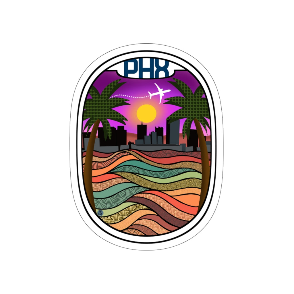 PHX Wht plane Die-Cut Stickers