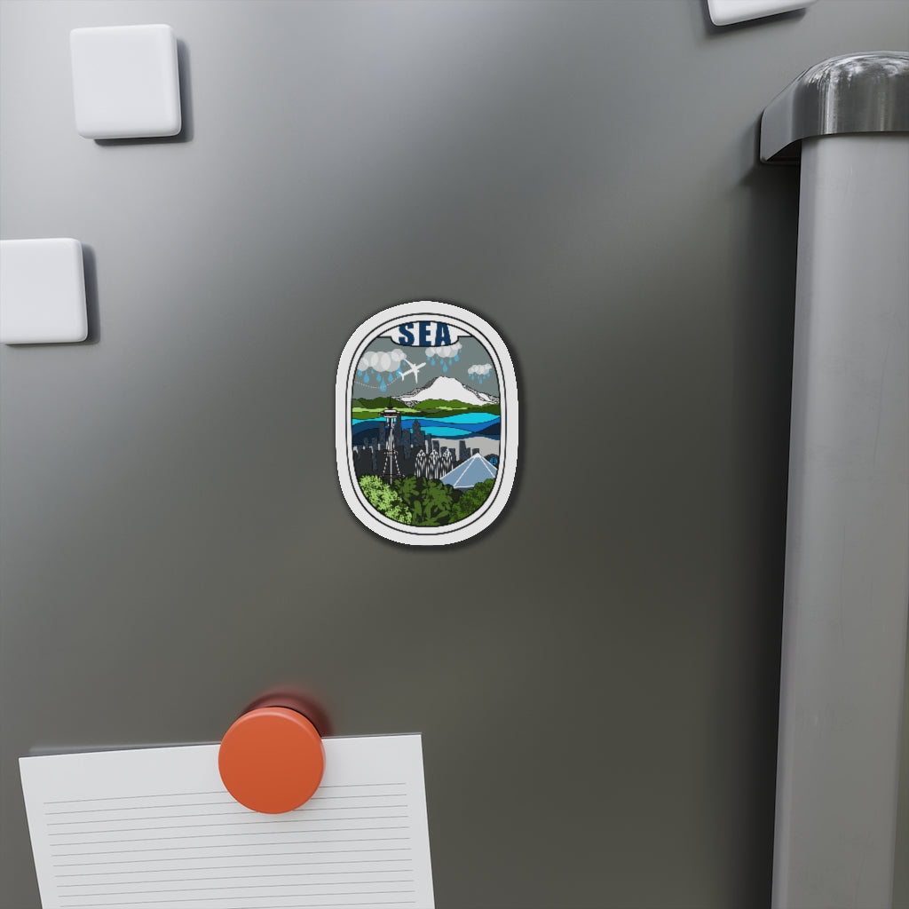 SEA - Seattle Wht Plane Kiss-Cut Magnets