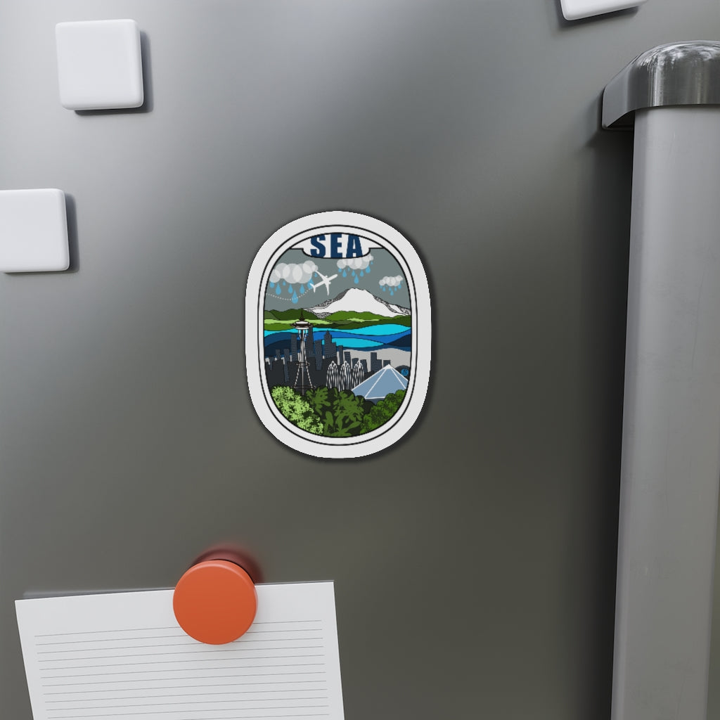 SEA - Seattle Wht Plane Kiss-Cut Magnets