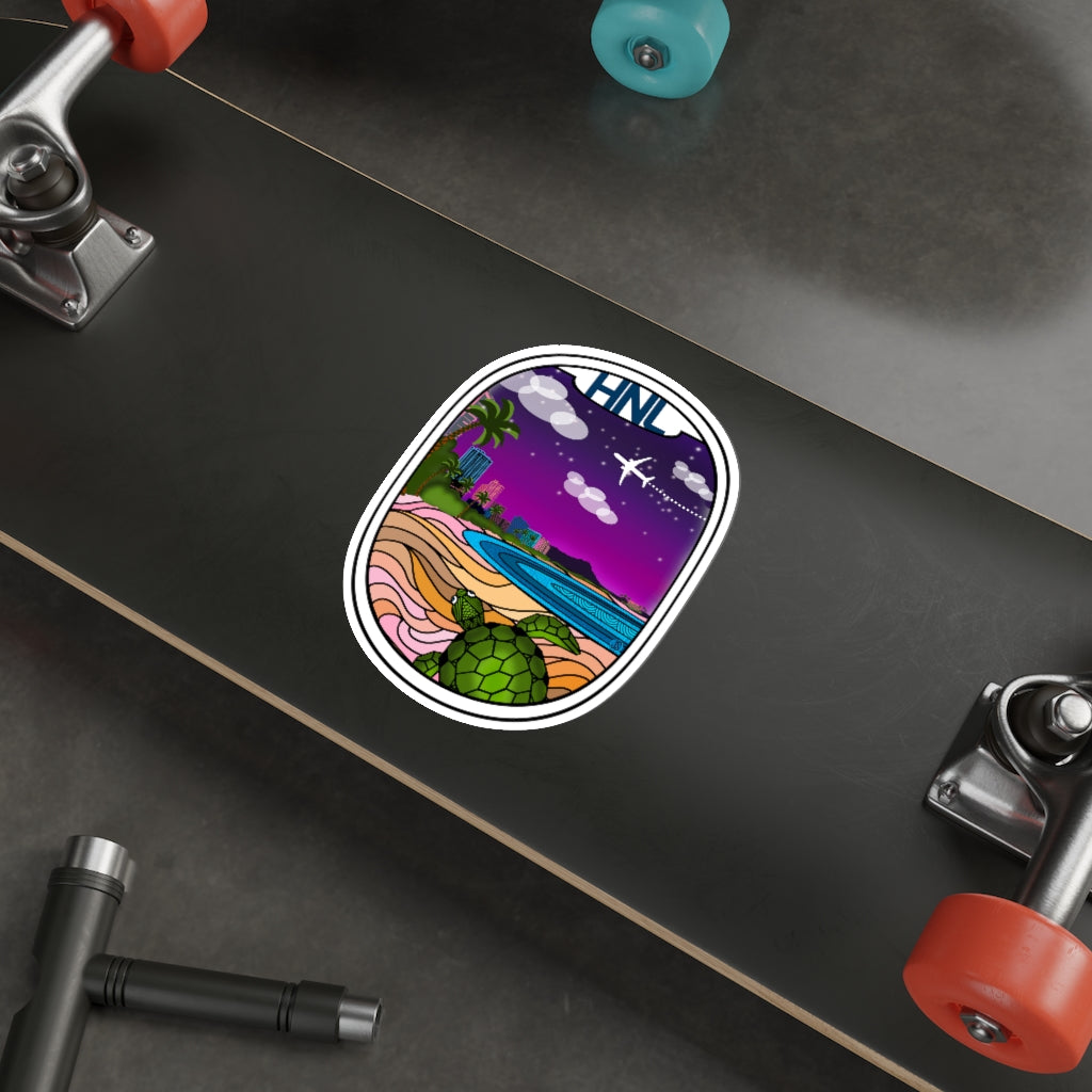 HNL Honolulu Wht plane Die-Cut Stickers