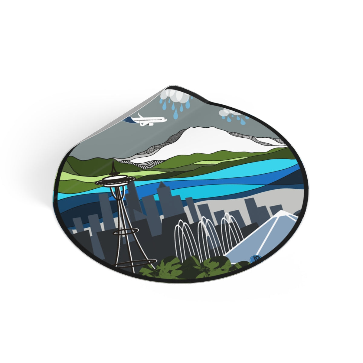 Seattle airplane Round Vinyl Stickers