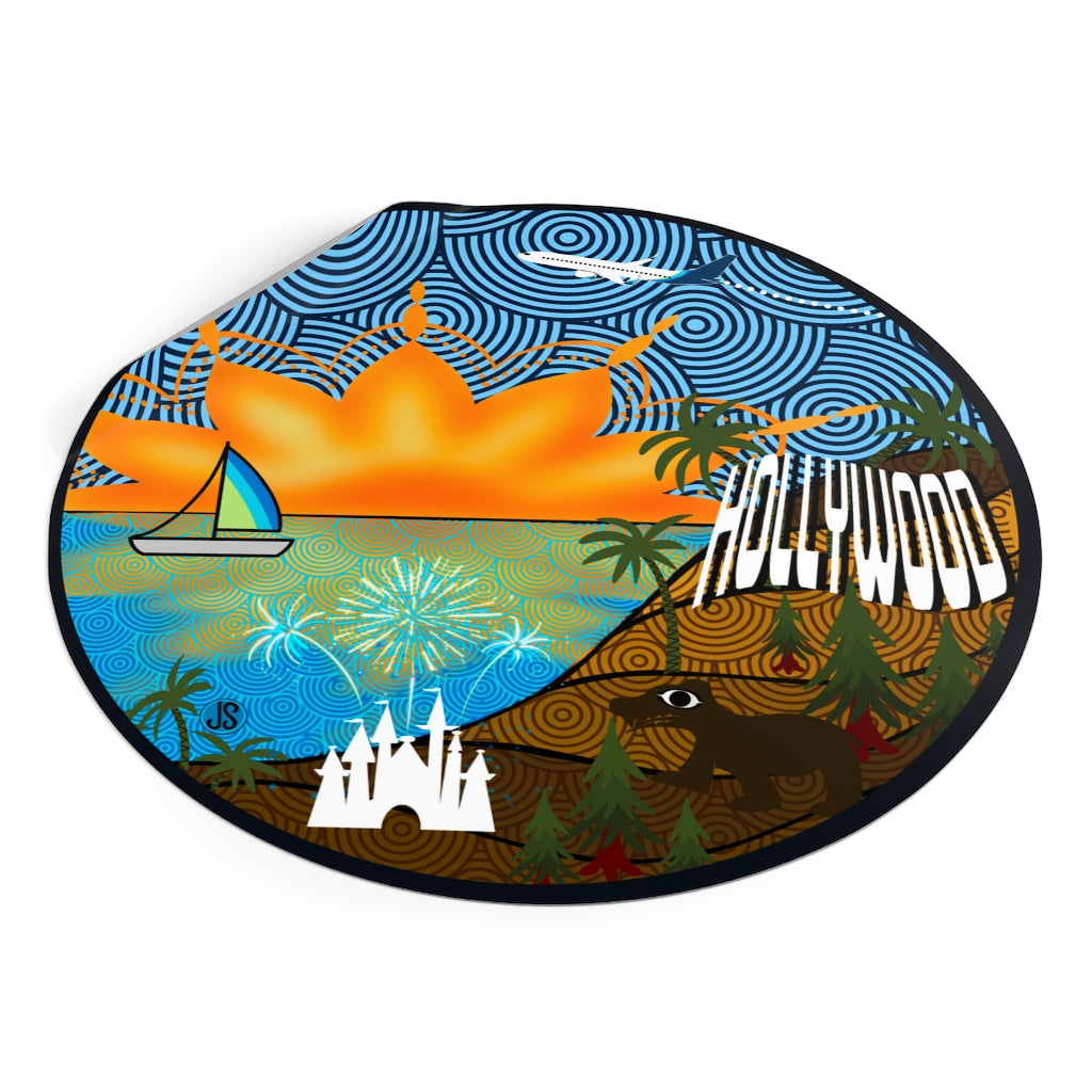 LAX- Los Angeles Round Vinyl Stickers