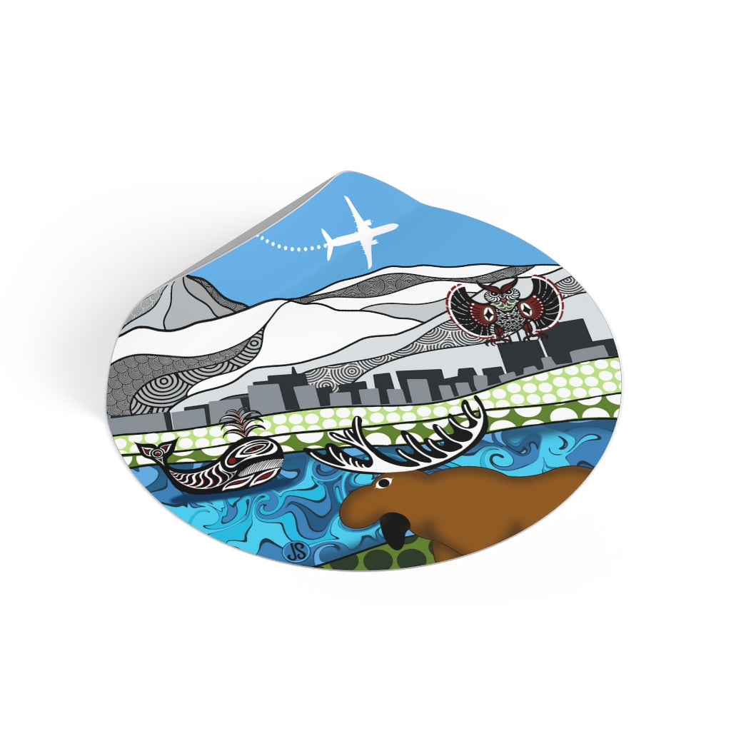 Anchorage Round Vinyl Stickers