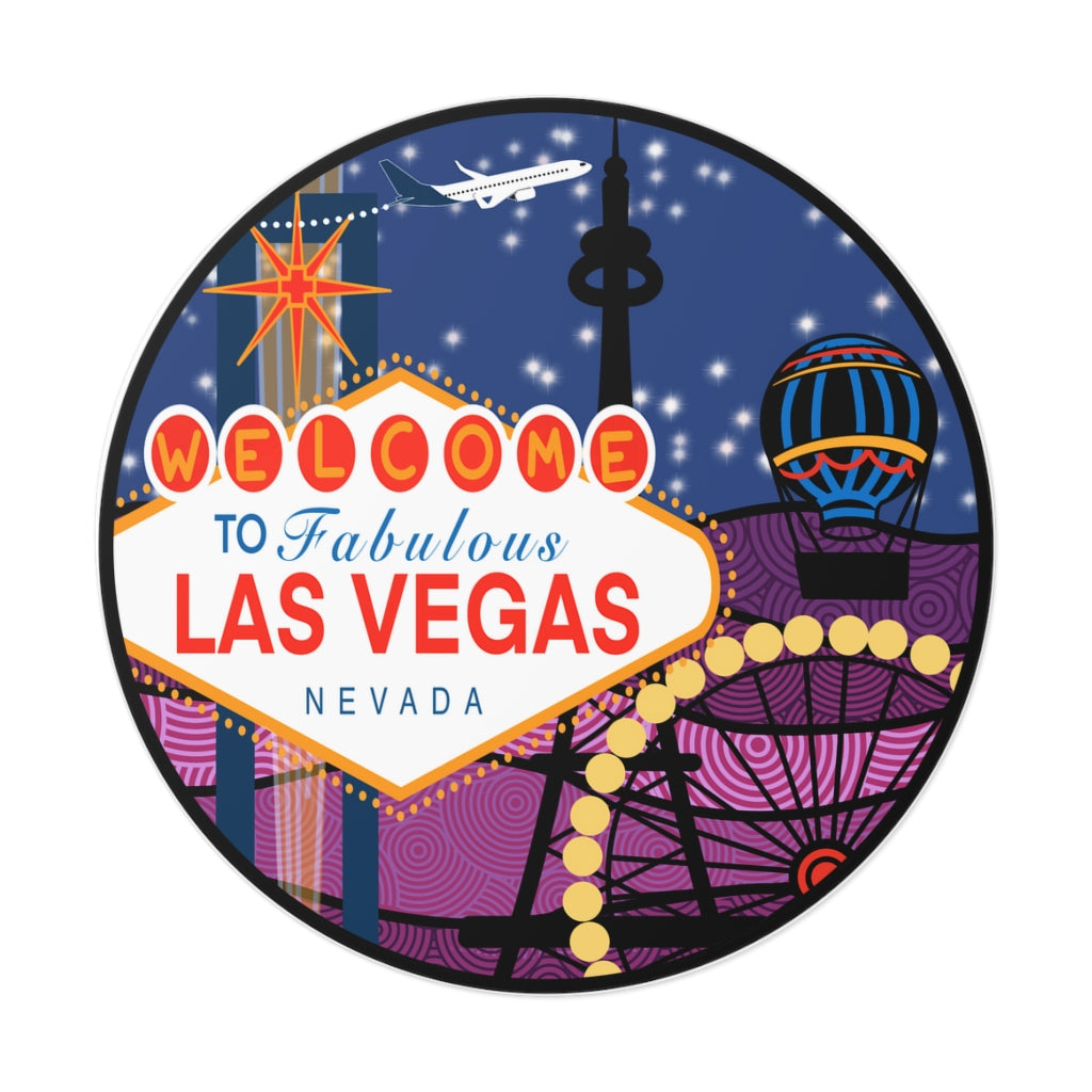 Las Vegas Round Vinyl Stickers