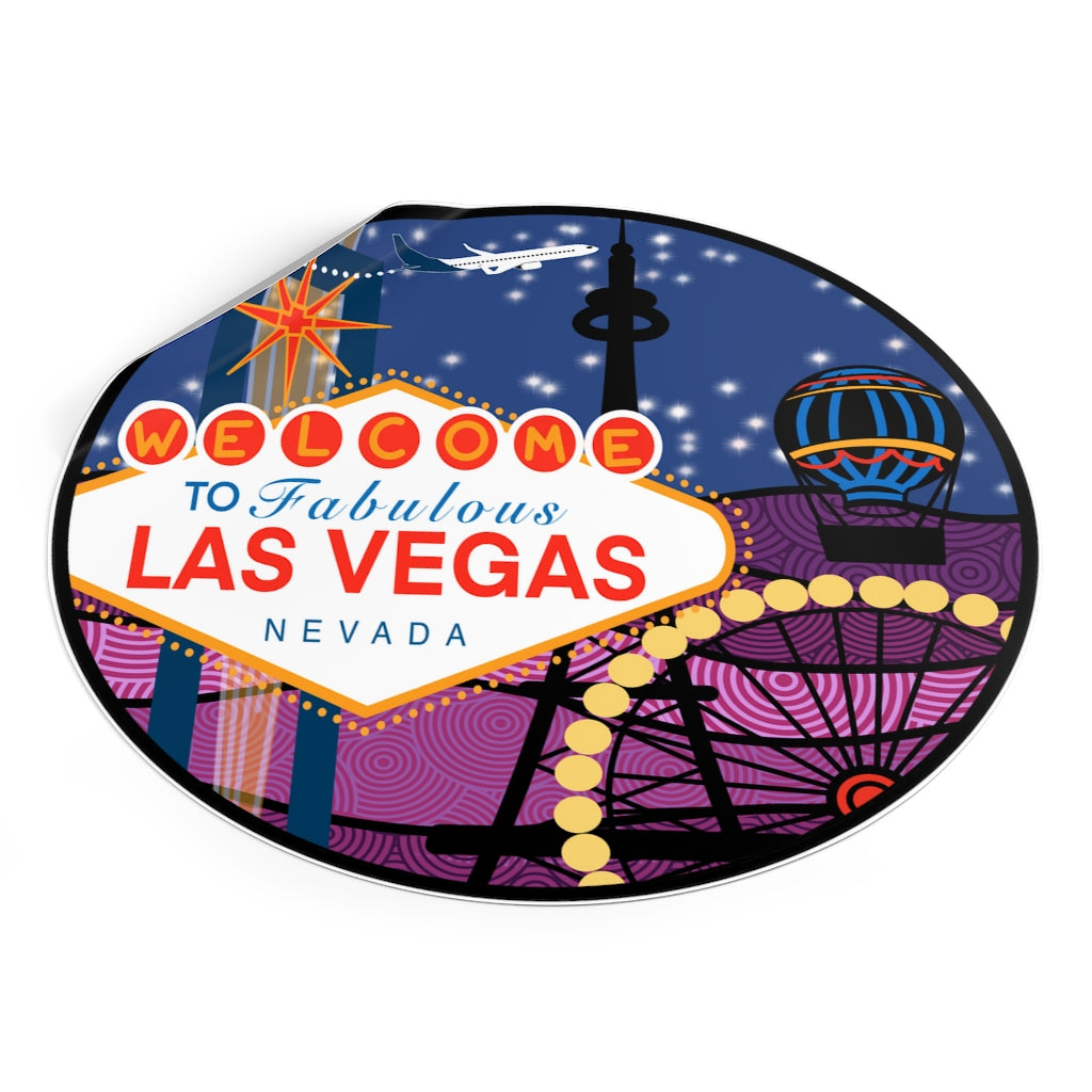 Las Vegas Round Vinyl Stickers