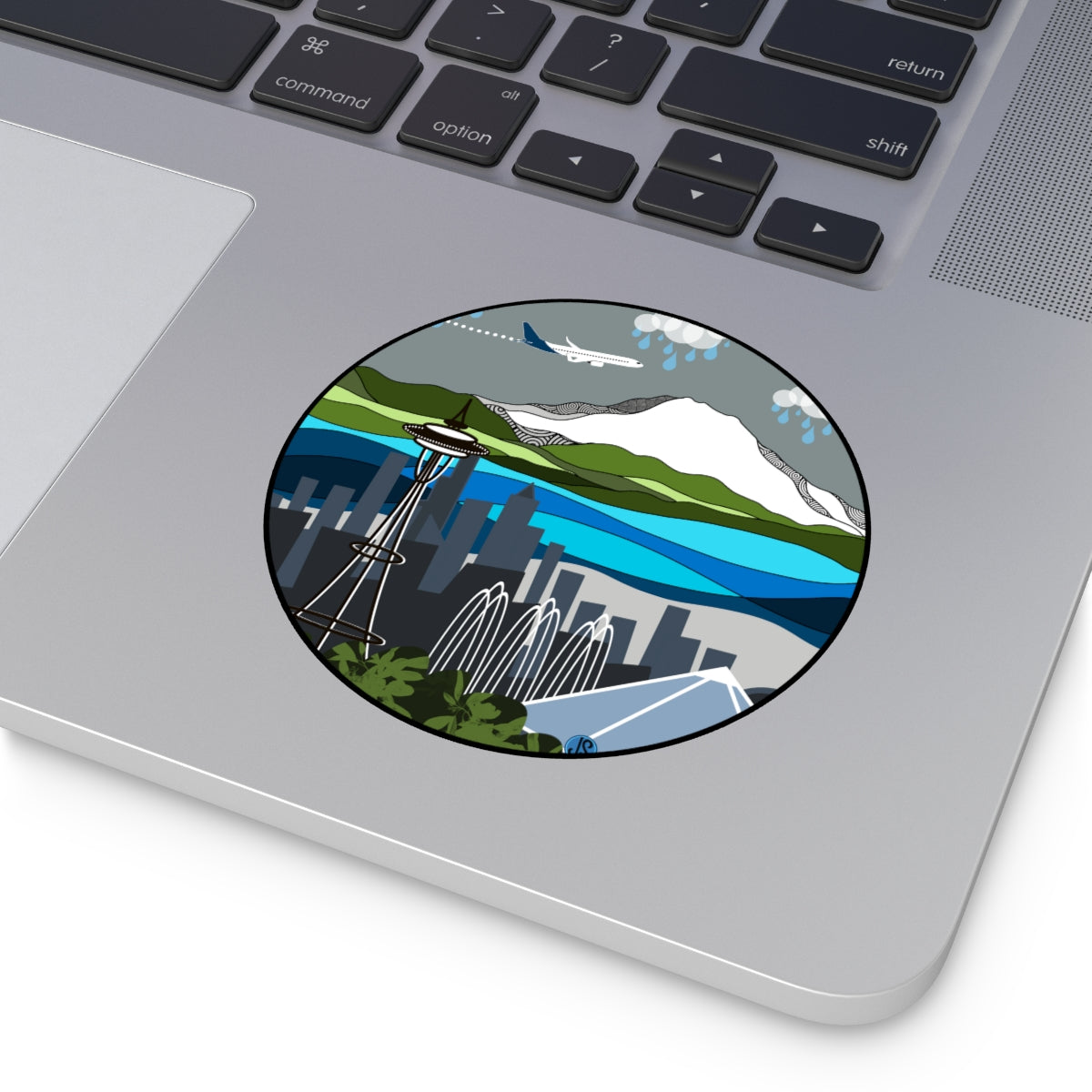 Seattle airplane Round Vinyl Stickers