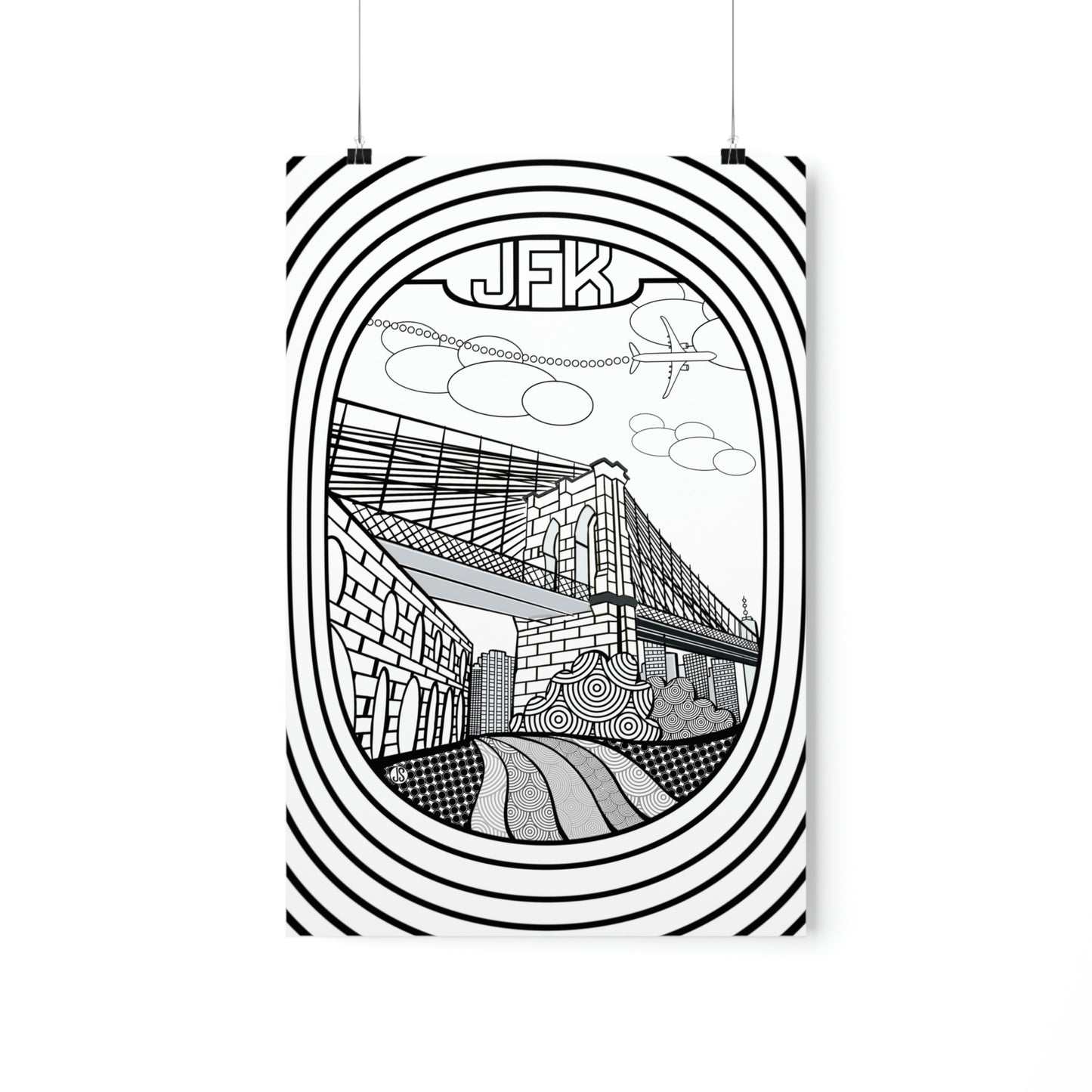 JFK New York Coloring Poster