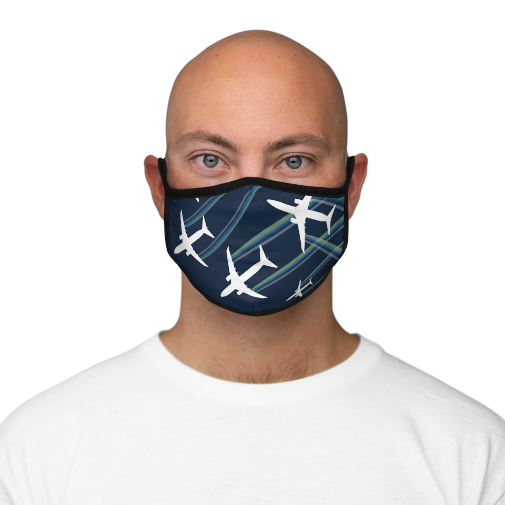 Airplane Aurora colors Fitted Face Mask
