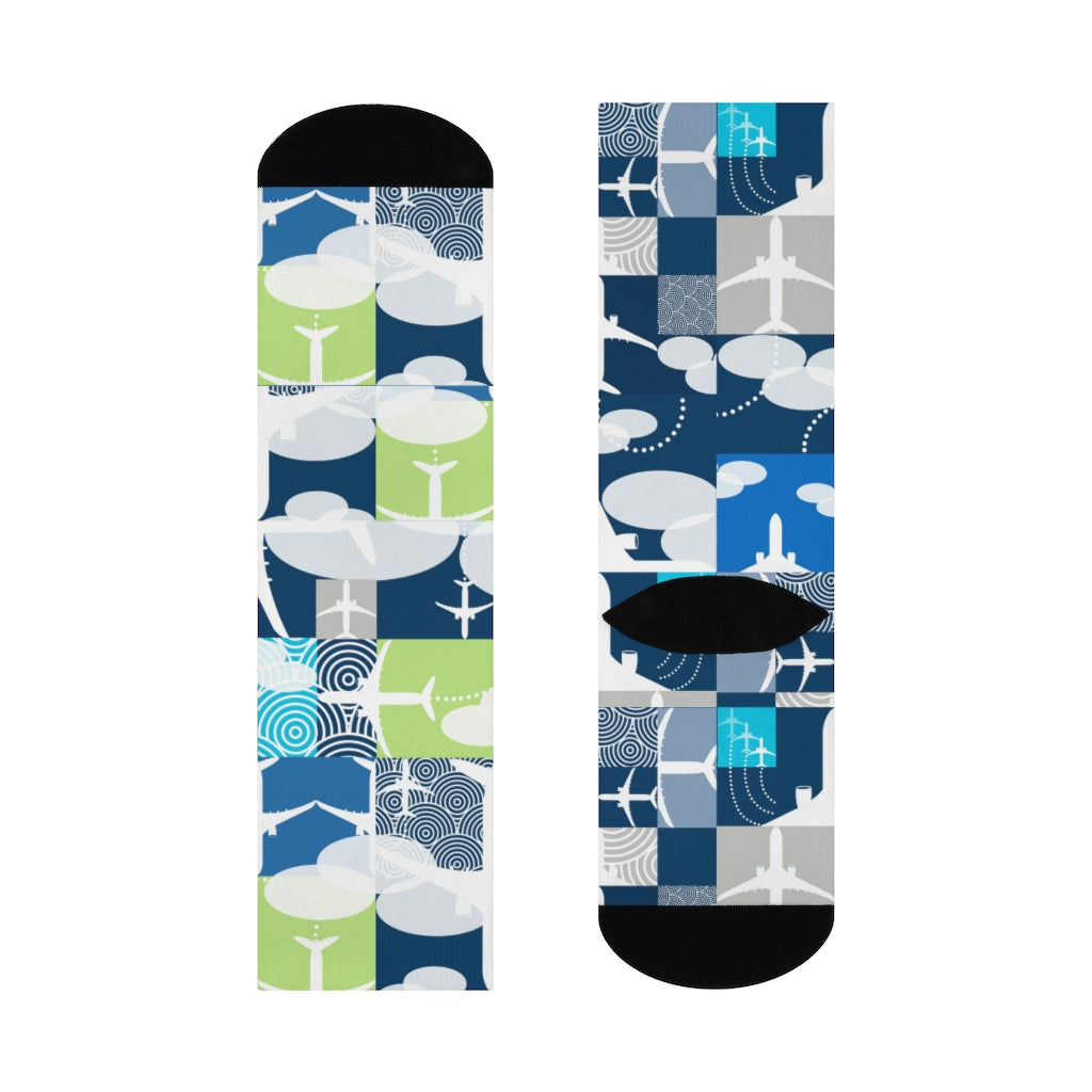 Blocked airplanes DTG Crew Socks