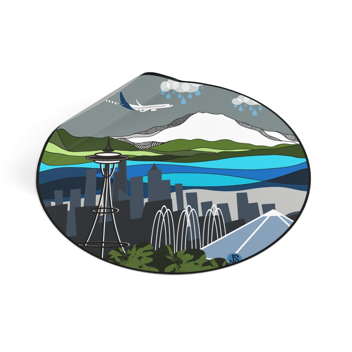 Seattle airplane Round Vinyl Stickers