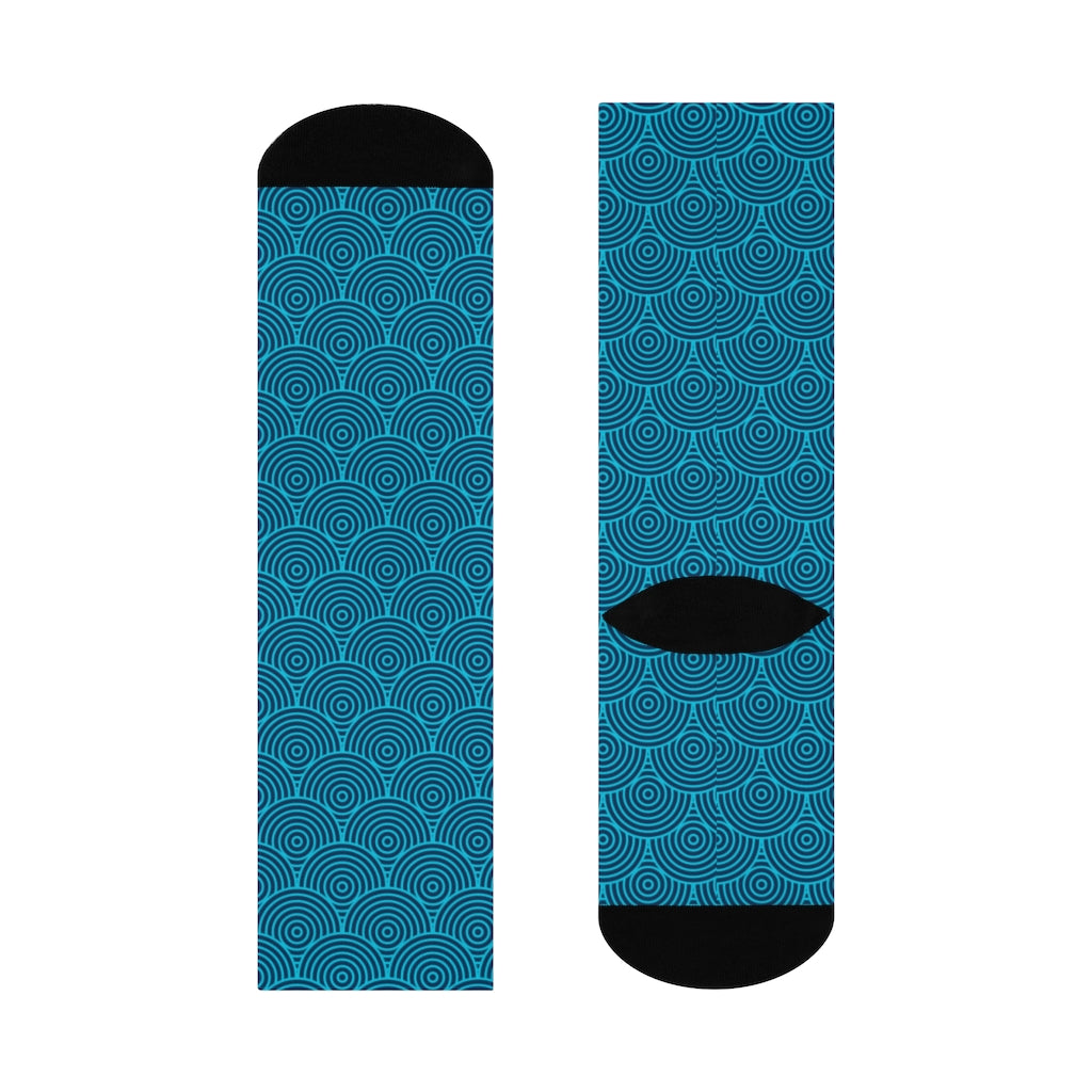 Aqua swirls DTG Crew Socks