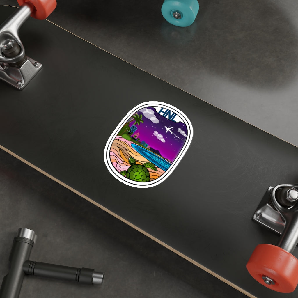 HNL Honolulu Wht plane Die-Cut Stickers
