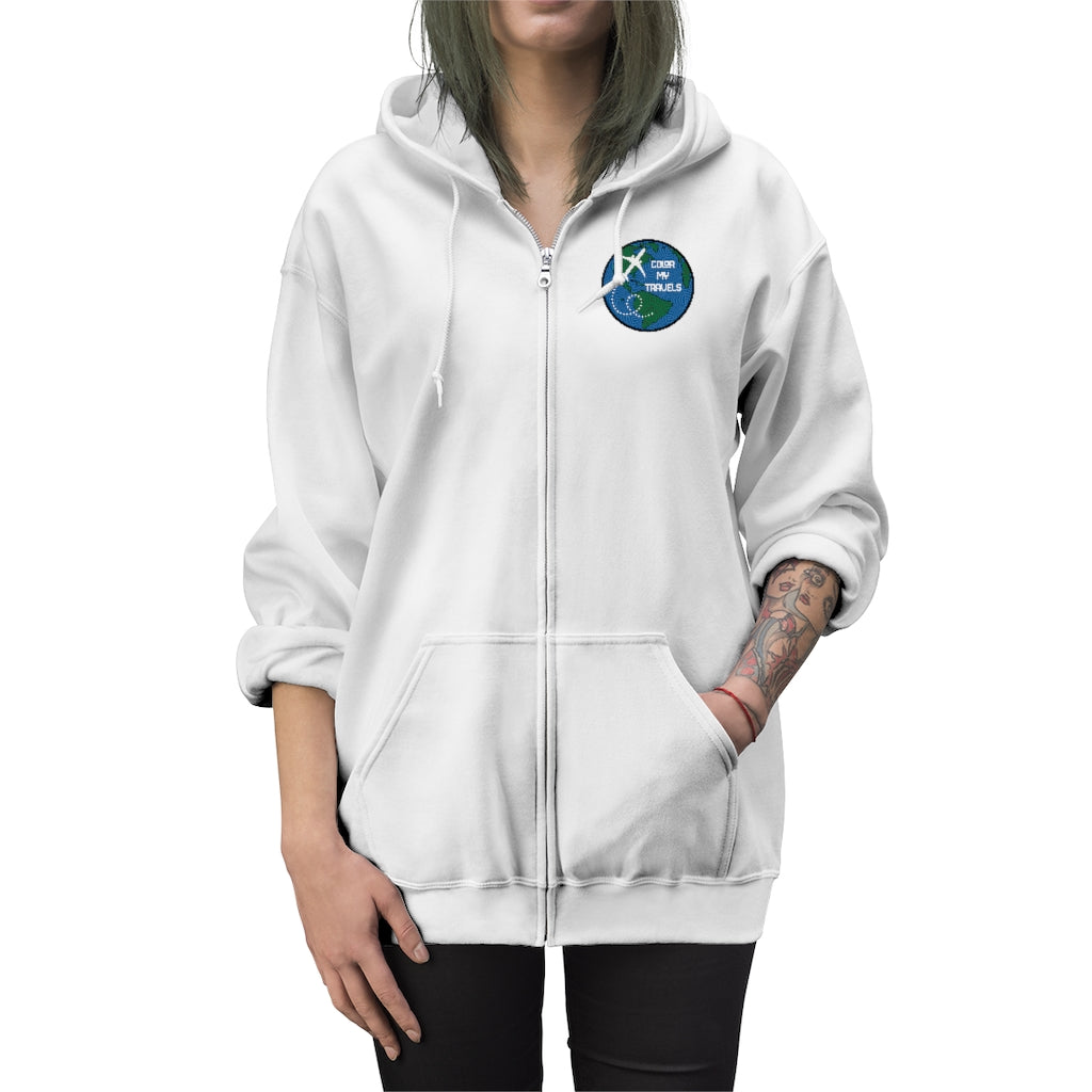 Color My Travels Unisex Zip Up Hoodie