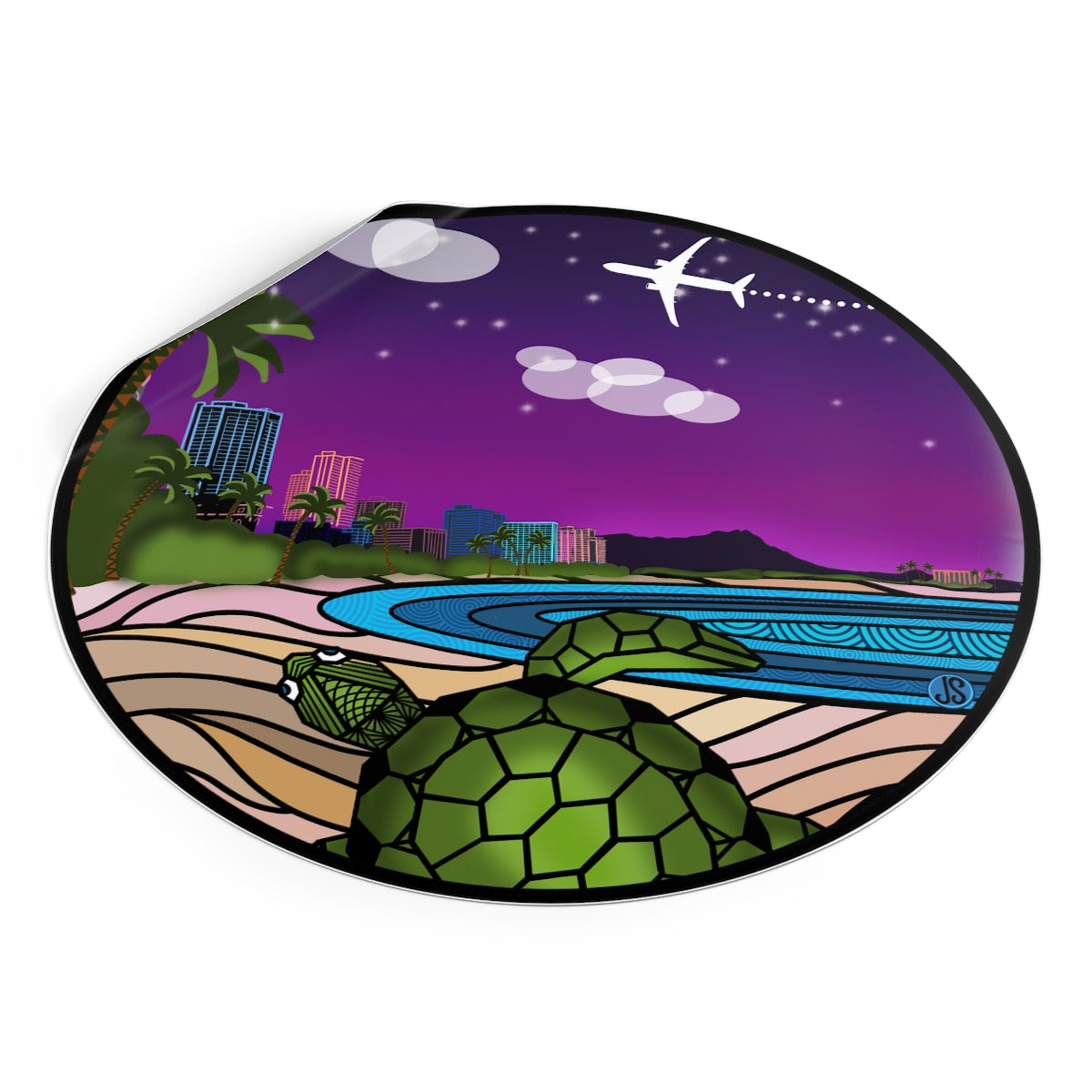 Honolulu Round Vinyl Stickers