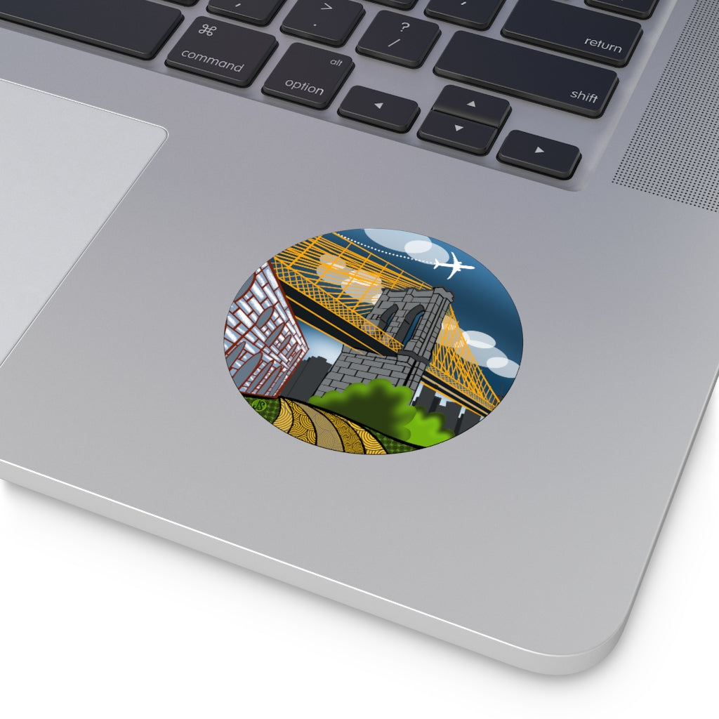 Brooklyn Bridge Round Vinyl Stickers
