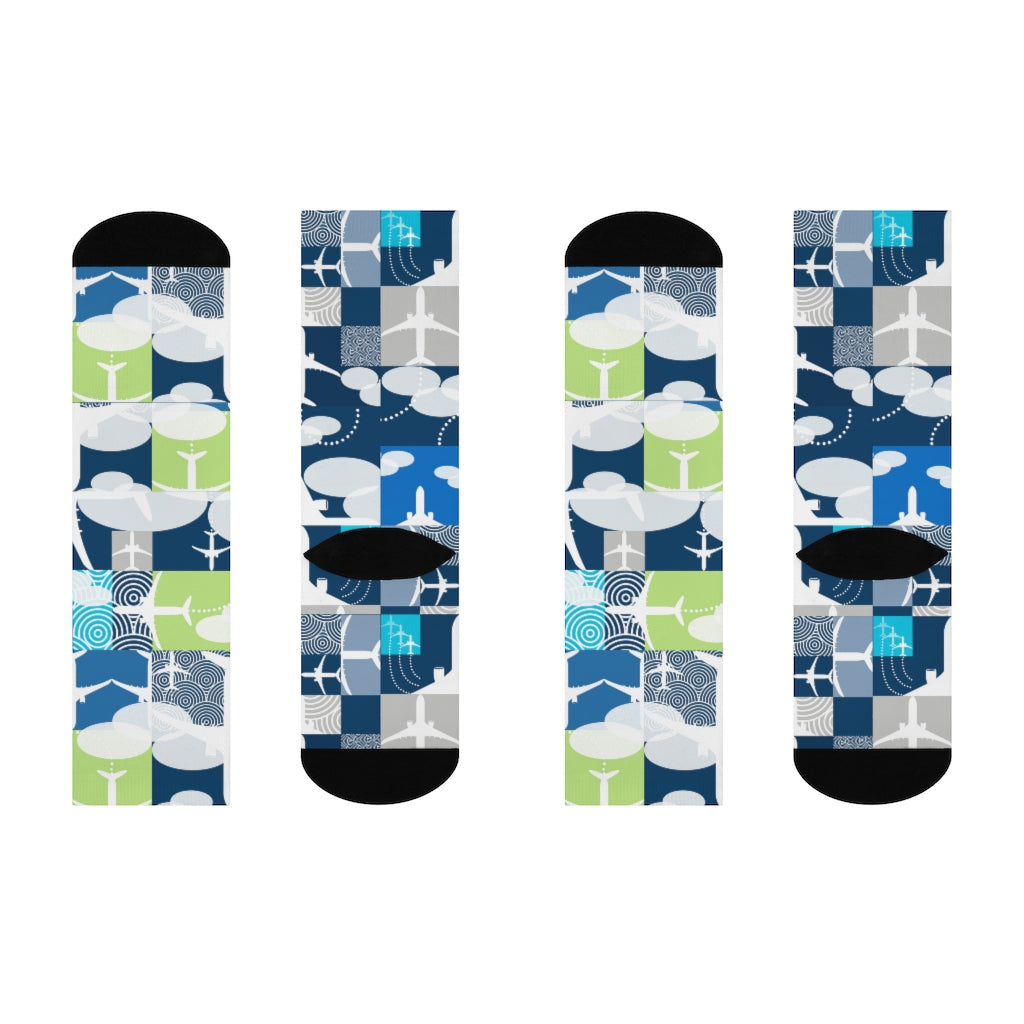 Blocked airplanes DTG Crew Socks