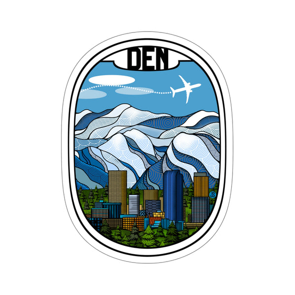 DEN Denver Wht plane Die-Cut Stickers