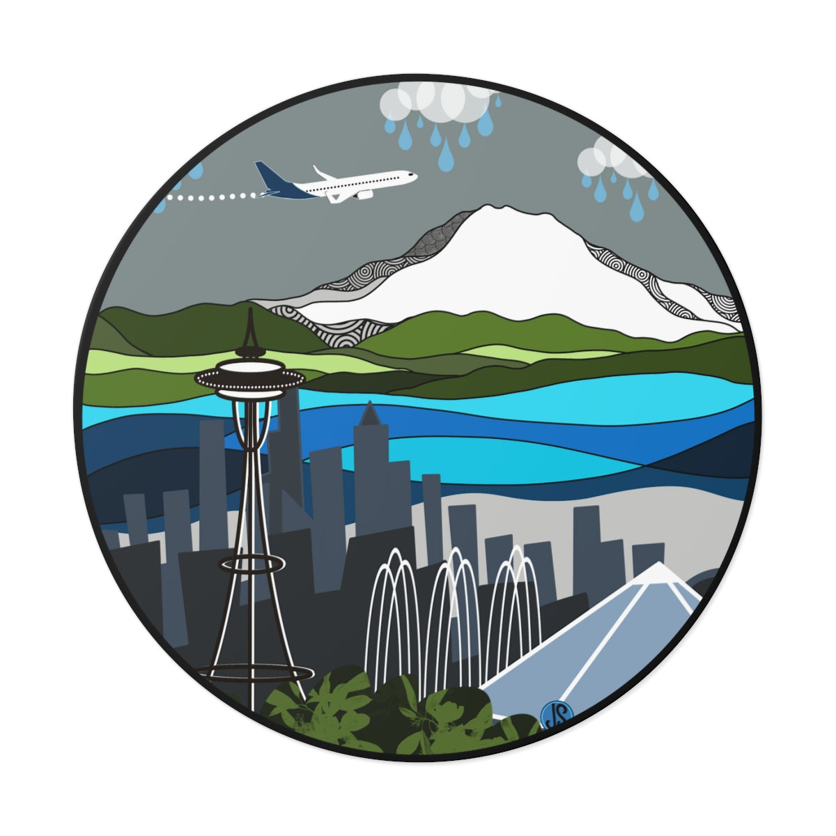 Seattle airplane Round Vinyl Stickers
