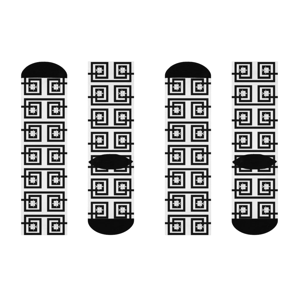 Blk & Wht Airplane Crew Socks