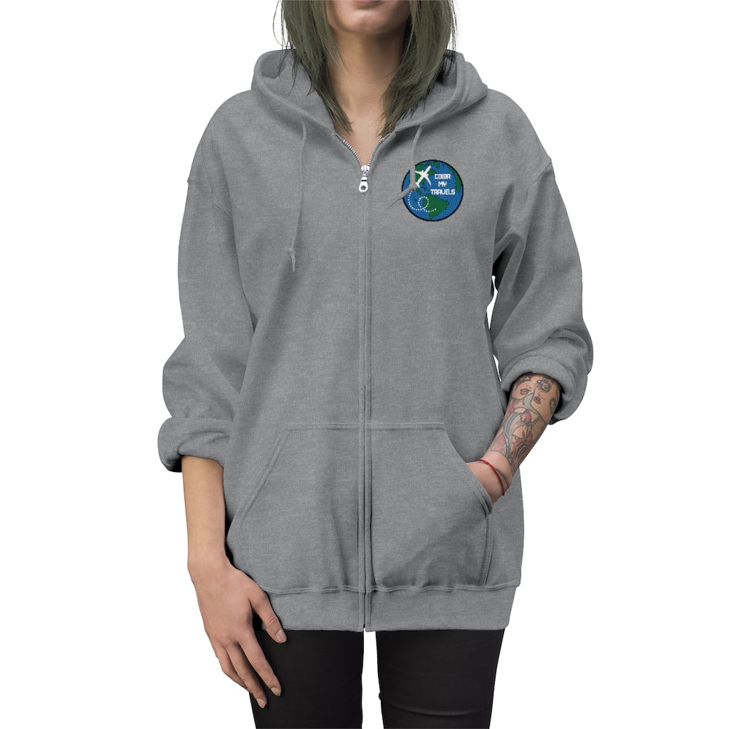 Color My Travels Unisex Zip Up Hoodie