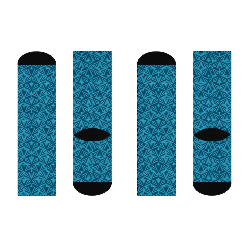 Aqua swirls DTG Crew Socks