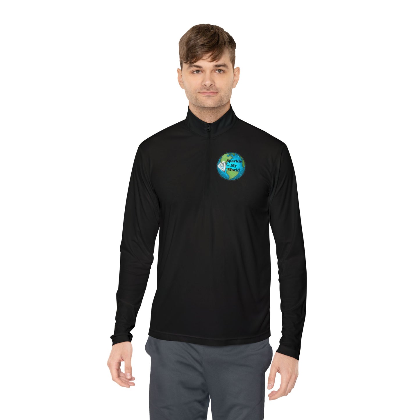 Sparkle My World Quarter-Zip Pullover — Earth Graphic Diamond Logo