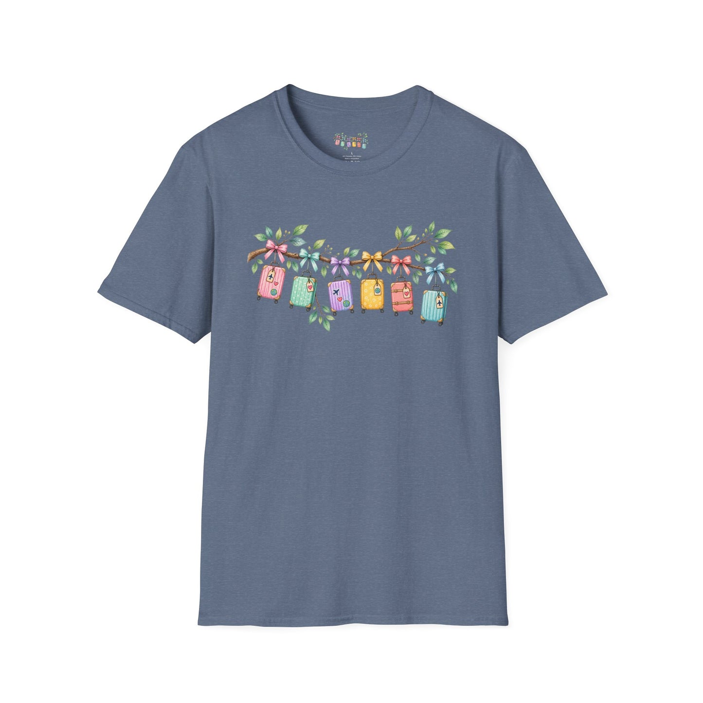 Suitcase Garland T-Shirt — Cute Luggage Line Graphic Tee for Travelers