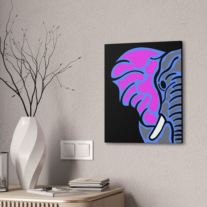 Neon Elephant Canvas Print — Bold Pink & Blue Safari Wall Art