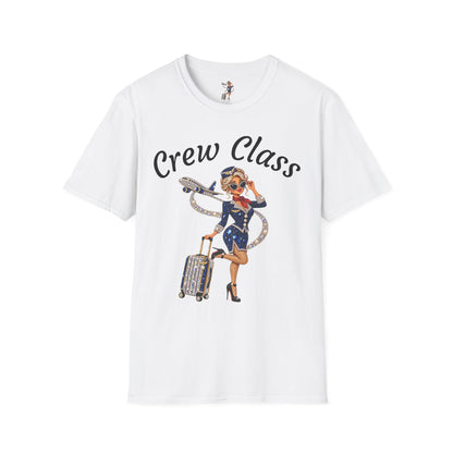 Crew Class T-Shirt — Retro Flight Attendant Graphic Tee