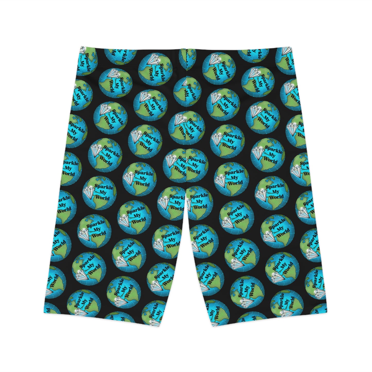 Colorful Women's Bike Shorts with Earth Design, Activewear, Cycling Gear, Fitness Apparel, Eco-Friendly Shorts, Summer Essentials
