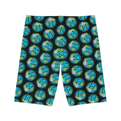Colorful Women's Bike Shorts with Earth Design, Activewear, Cycling Gear, Fitness Apparel, Eco-Friendly Shorts, Summer Essentials