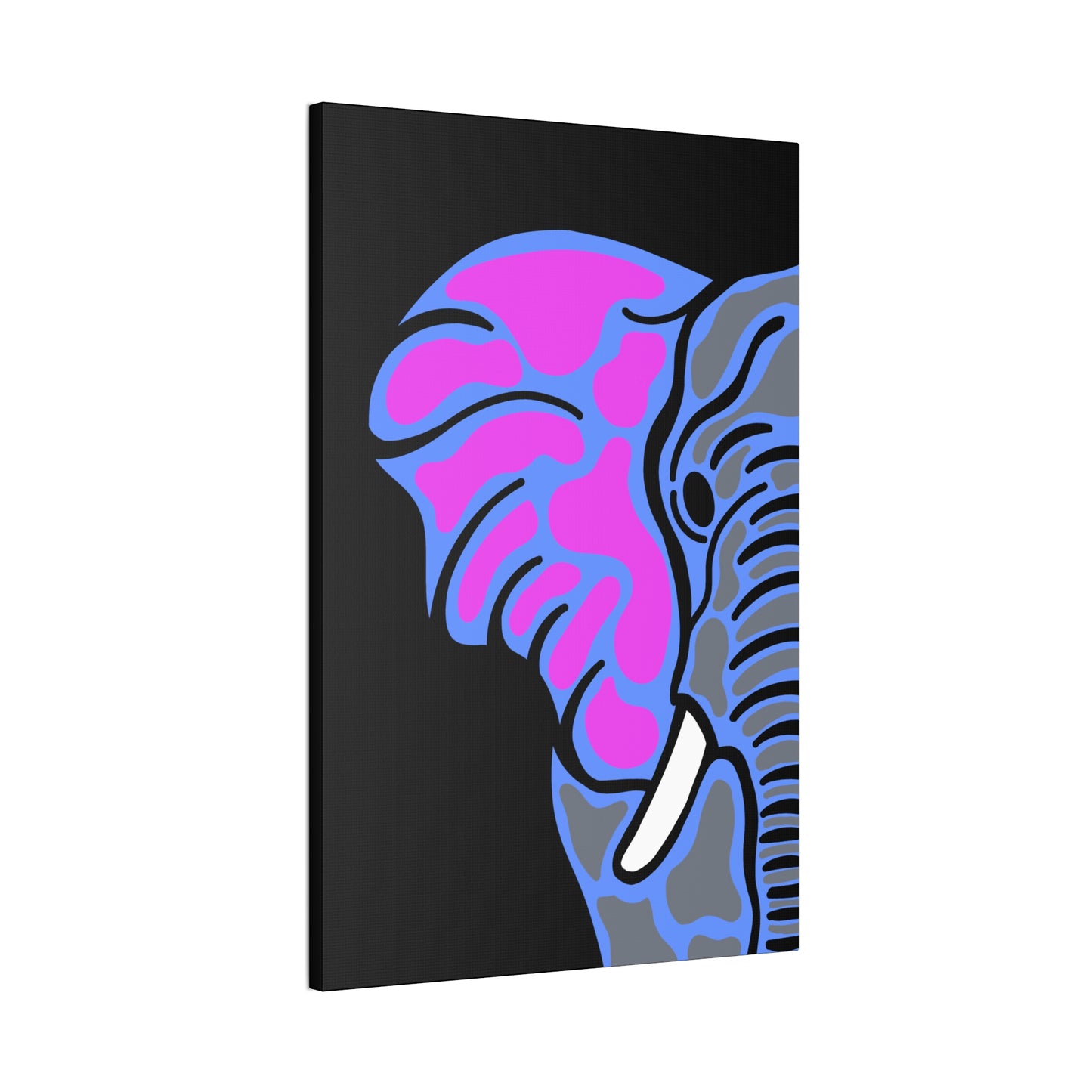 Neon Elephant Canvas Print — Bold Pink & Blue Safari Wall Art