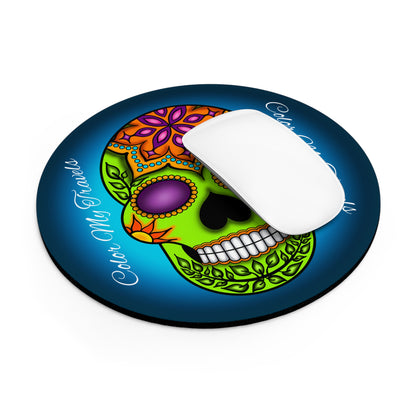 Green skull mouse pad