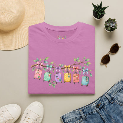 Suitcase Garland T-Shirt — Cute Luggage Line Graphic Tee for Travelers