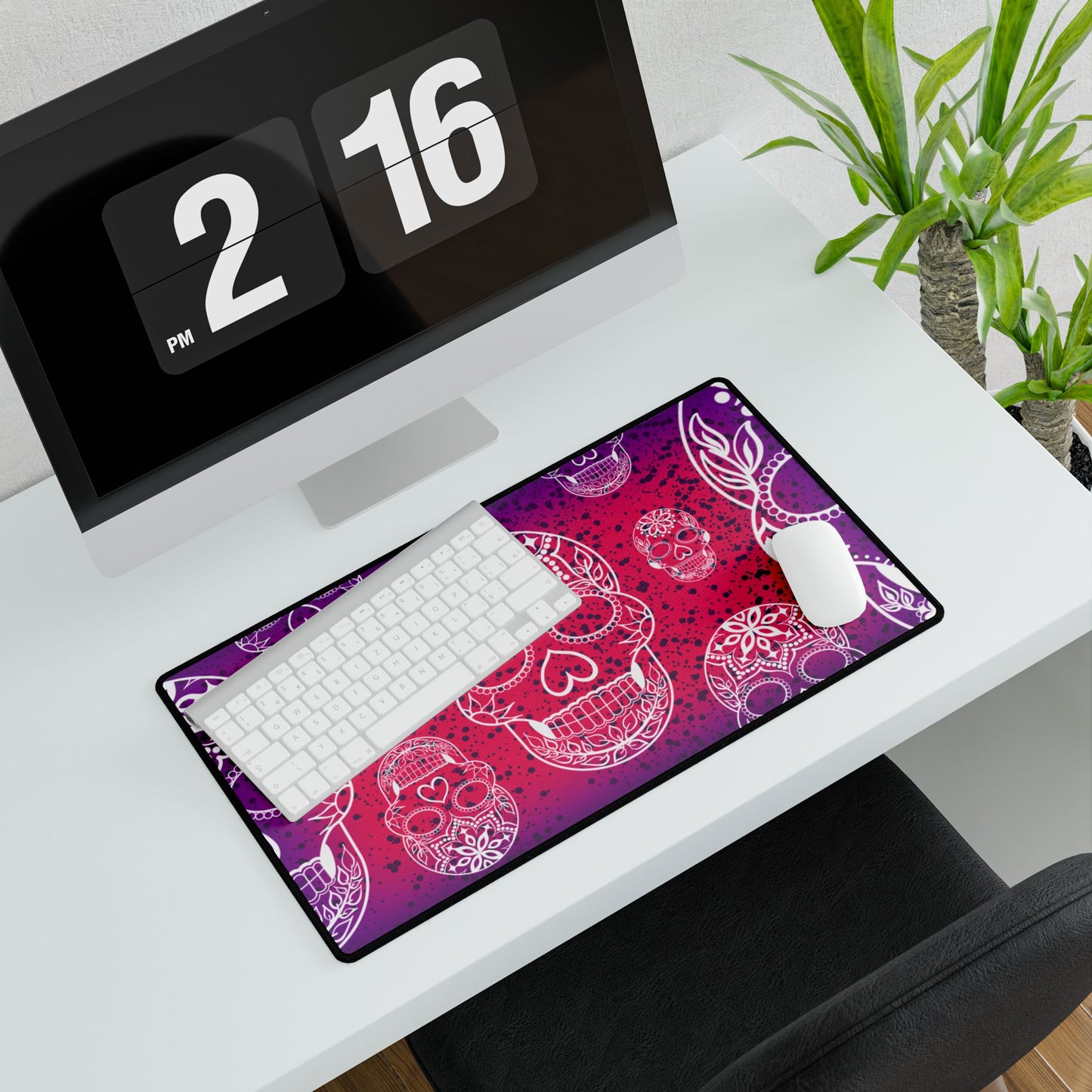 Pink purple skull Desk Mats