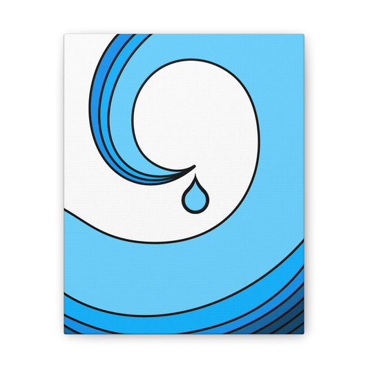 Canvas Art - Minimal Blue Wave with Teardrop Print