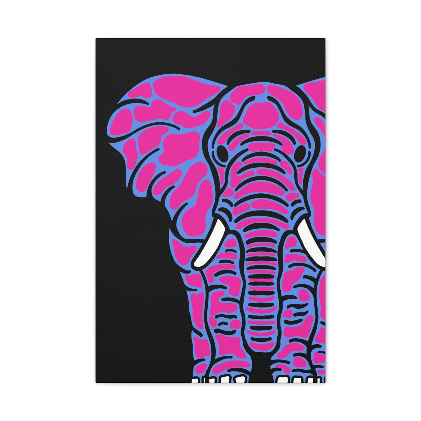 Neon Elephant Canvas Print — Bold Pink & Blue Safari Wall Art