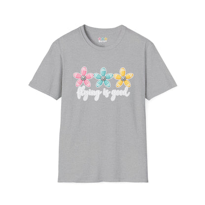Flying Is Good Floral T-Shirt — Cute Retro Propeller Flowers Tee