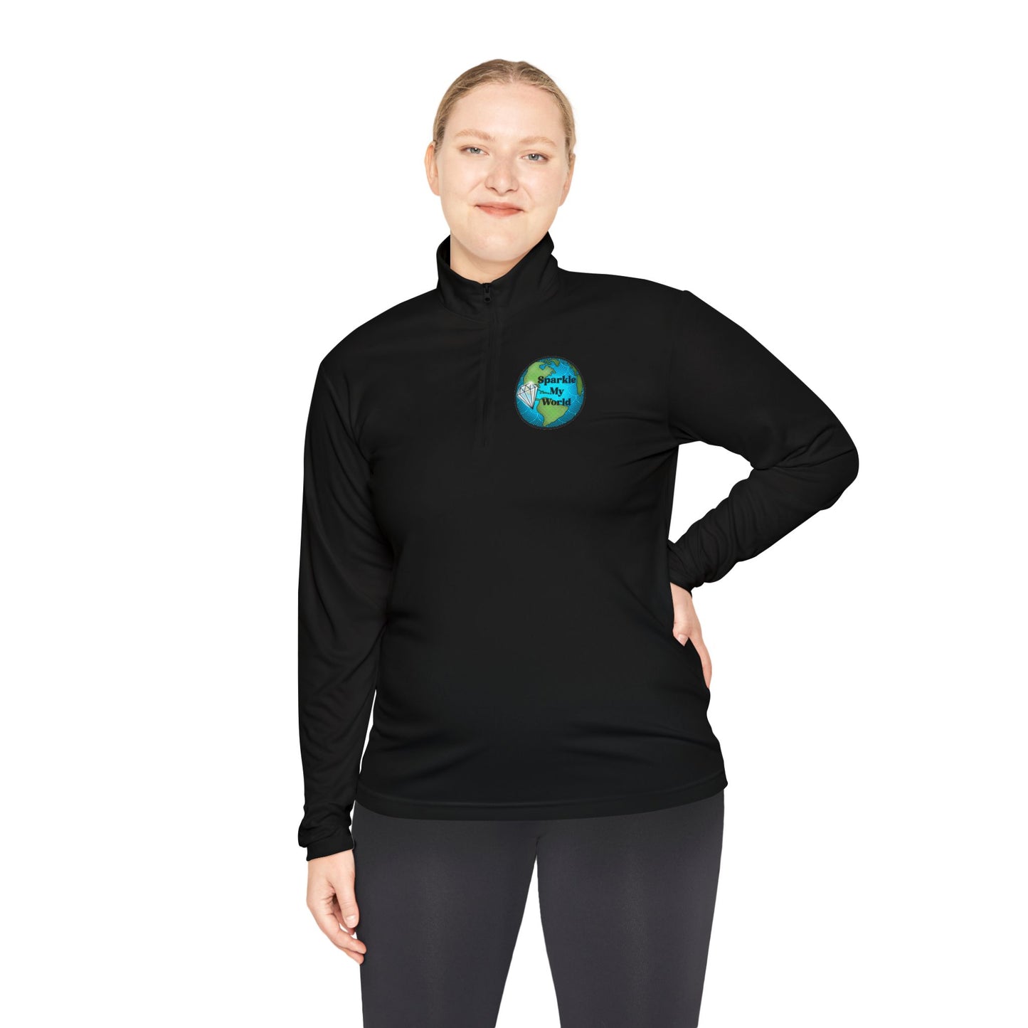 Sparkle My World Quarter-Zip Pullover — Earth Graphic Diamond Logo