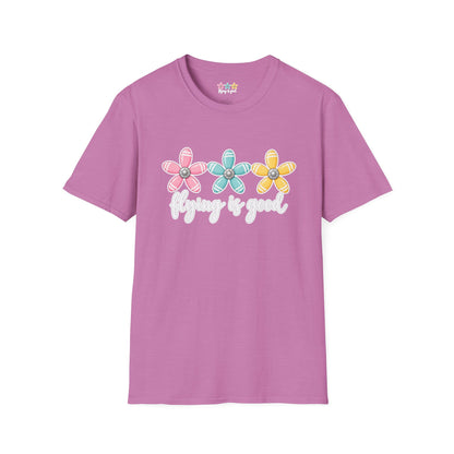 Flying Is Good Floral T-Shirt — Cute Retro Propeller Flowers Tee