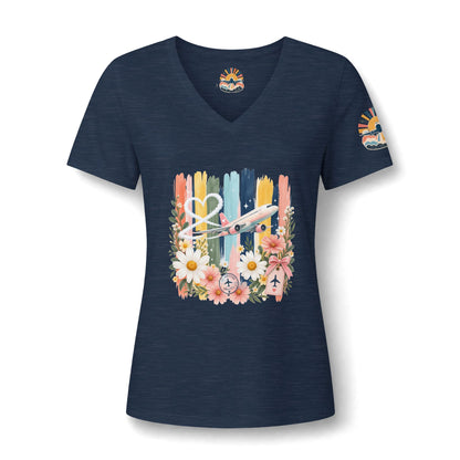 Floral Striped Heart Airplane