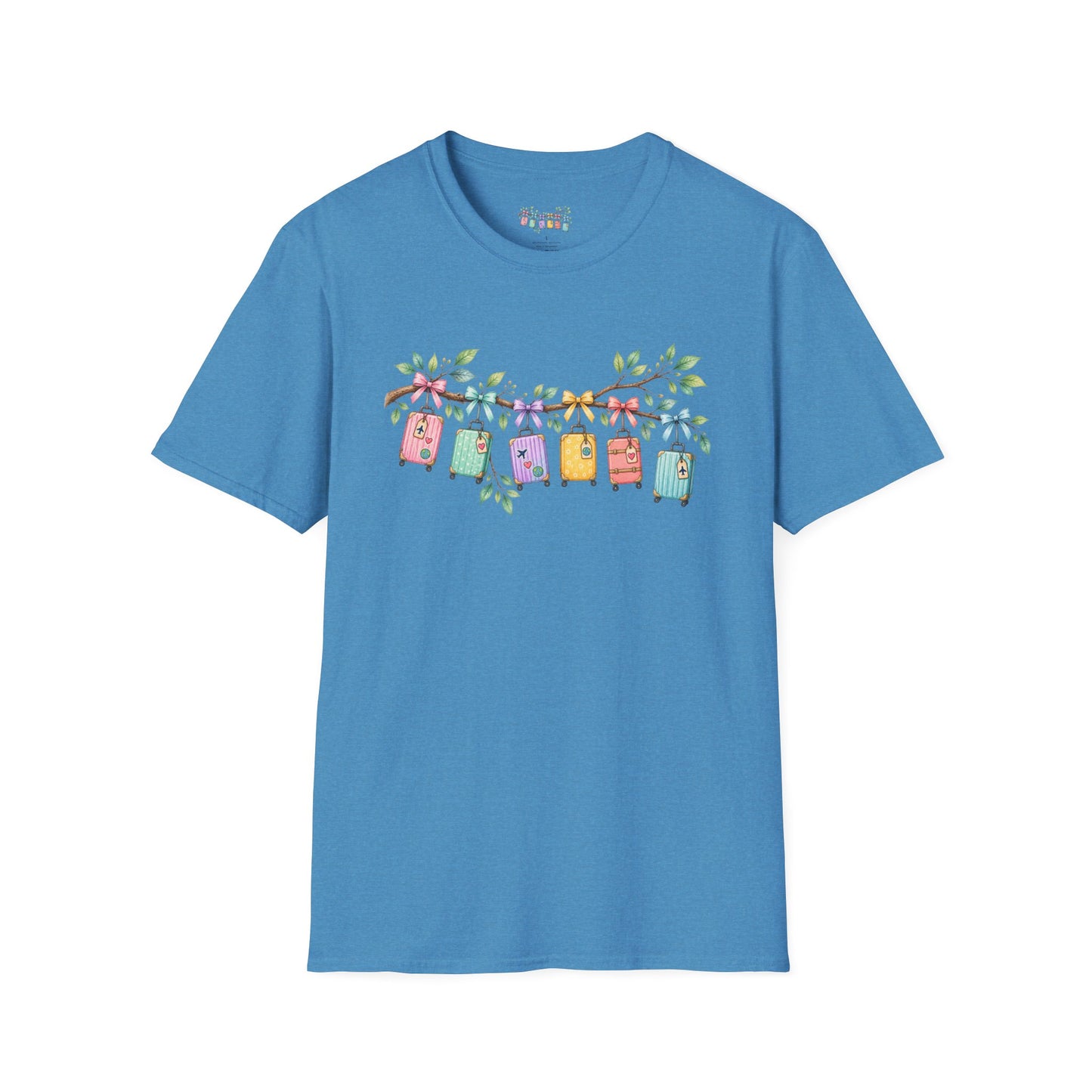 Suitcase Garland T-Shirt — Cute Luggage Line Graphic Tee for Travelers