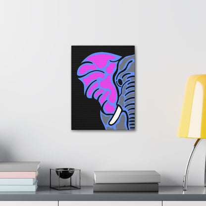 Neon Elephant Canvas Print — Bold Pink & Blue Safari Wall Art