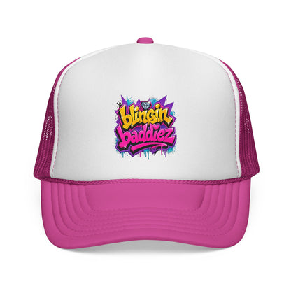 'Blingin Baddiez' Colorful Graffiti Mesh Hat