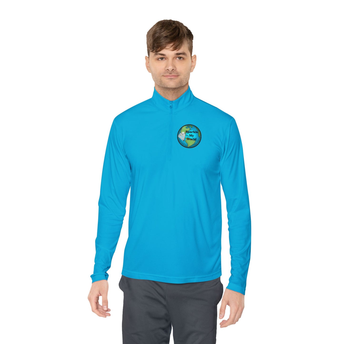 Sparkle My World Quarter-Zip Pullover — Earth Graphic Diamond Logo