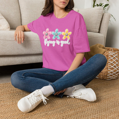Flying Is Good Floral T-Shirt — Cute Retro Propeller Flowers Tee
