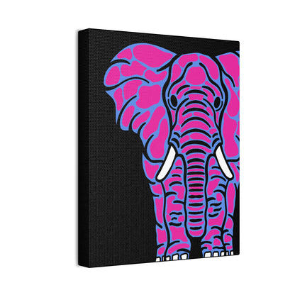 Neon Elephant Canvas Print — Bold Pink & Blue Safari Wall Art