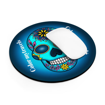 Aqua skull mouse pad