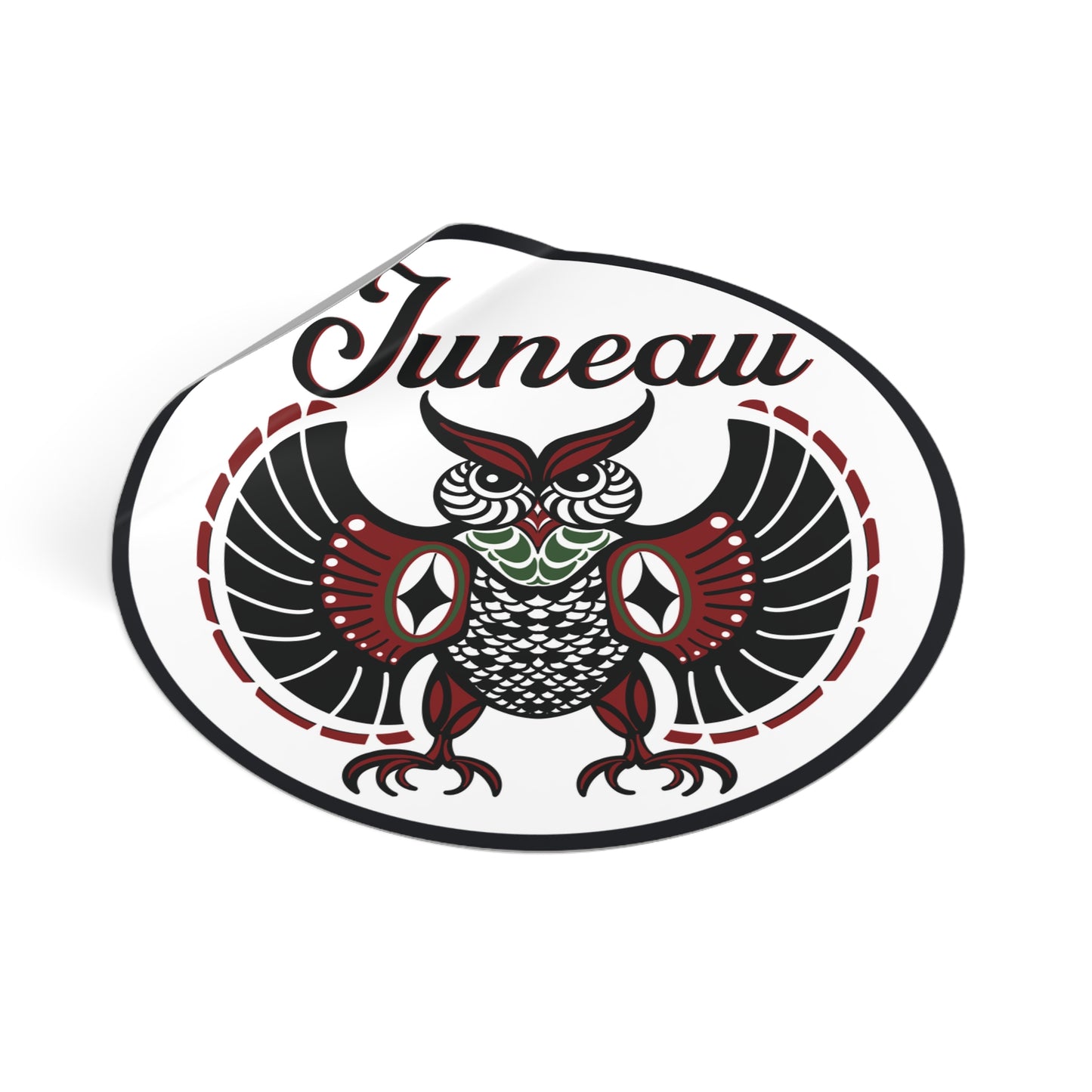 Juneau Owl Round Vinyl Stickers