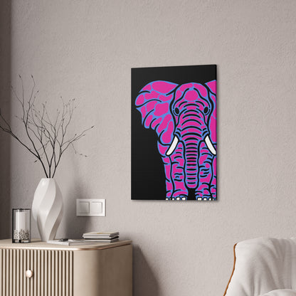 Neon Elephant Canvas Print — Bold Pink & Blue Safari Wall Art